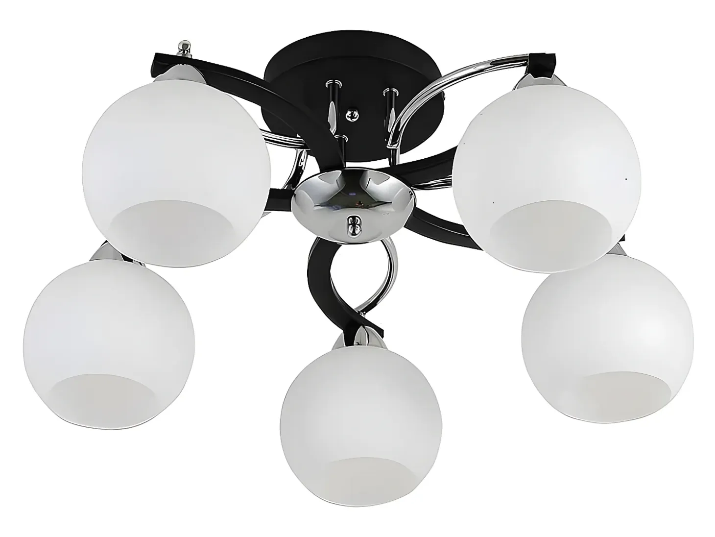 Plafon Pissis Negro De 5 Luces Con Tulipa Blanca