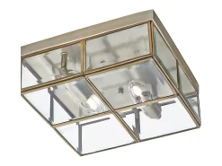 Plafoniera Contemporanea Pisa Acciaio Ottone Vetro 2 Luci E14