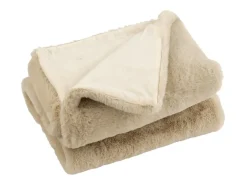 Plaid de tela beige de 180x130x3 cm