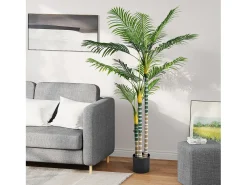 Planta artificial al aire libre con maceta, palmera 180 cm, 3 troncal y 18 hojas, decoración sala de estar dormitorio patio de la oficina del patio de la oficina