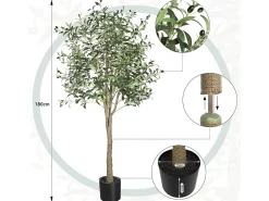 Planta artificial de oliva de 180 cm, decoración de plantas verdes falsas, removible, para el jardín de balcón de salón de dormitorio de la casa