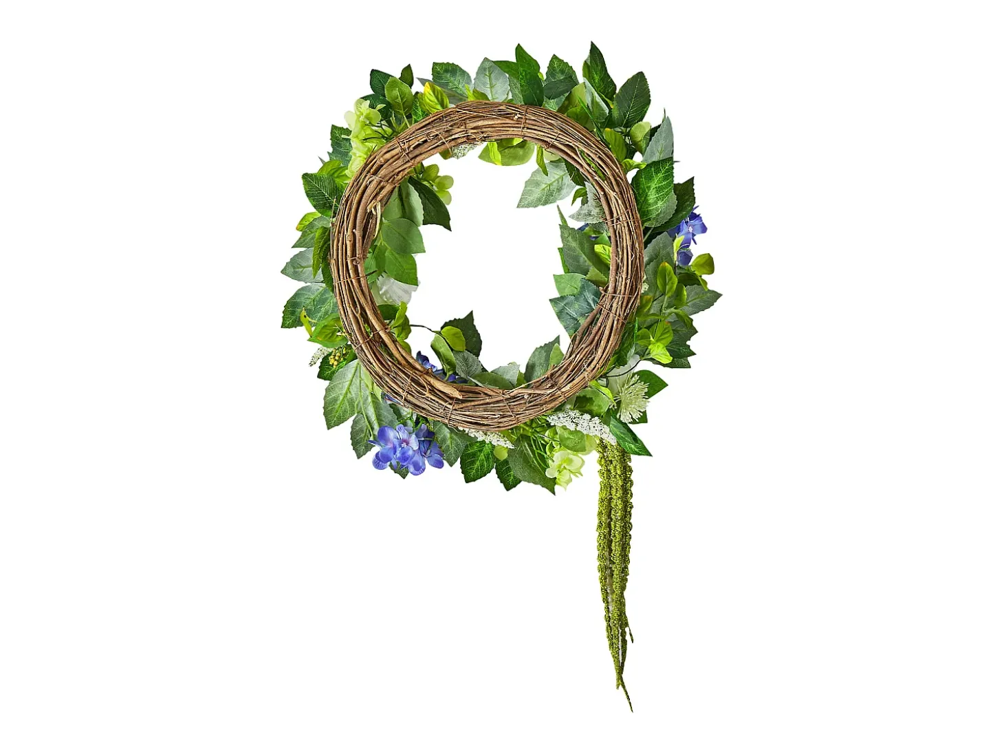Planta Artificial, SucceBuy Corona Artificial de 58 cm (Azul/Blanco/Verde con Hortensias y Rosas)