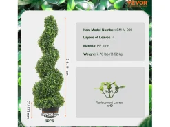 Planta Artificial, SucceBuy Árbol Topiario Artificial de 90 cm, Hoja Reemplazable, Decoración del Hogar