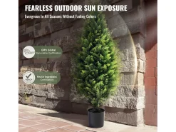 Planta Artificial, SucceBuy Paquete de 2 Árboles Topiarios Artificiales de Cedro de 91 cm Resistentes a los Rayos UV para Decoración Interior/Exterior