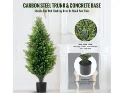 Planta Artificial, SucceBuy Paquete de 2 Árboles Topiarios Artificiales de Cedro de 91 cm Resistentes a los Rayos UV para Decoración Interior/Exterior