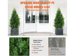 Planta Artificial, SucceBuy Paquete de 2 Árboles Topiarios Artificiales de Cedro de 91 cm Resistentes a los Rayos UV para Decoración Interior/Exterior