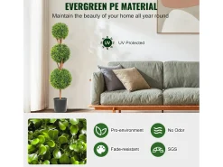 Planta Artificial, SucceBuy Árbol Topiario Artificial de 120 cm, Planta Decorativa con Hojas Reemplazables
