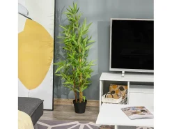 Planta de bambú artificial de 120 cm con maceta decorativa verde (15,5 x 15,5 x 120 cm)