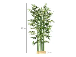 Planta de bambú artificial, 180 cm, en maceta de madera de pino, para interior y exterior, decorativa, verde (35 x 35 x 180 cm)