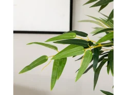 Planta de bambú artificial, 180 cm, en maceta de madera de pino, para interior y exterior, decorativa, verde (35 x 35 x 180 cm)