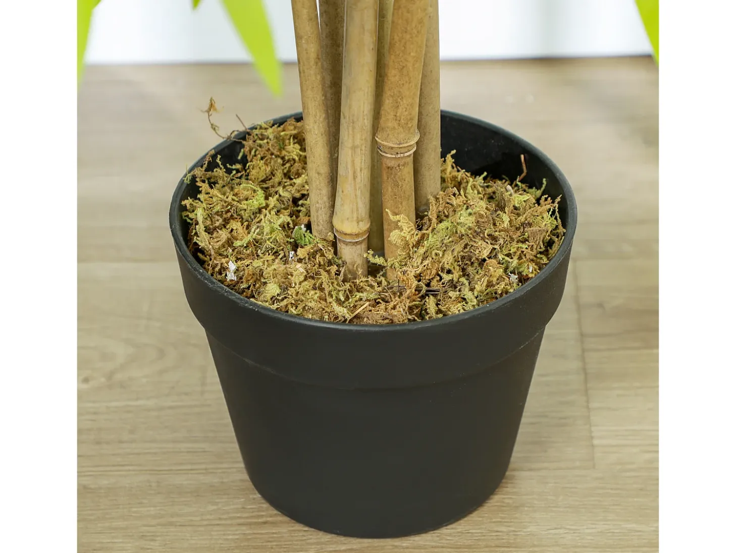 Planta de bambú artificial, 150 cm, con musgo artificial, plástico, verde (17x17x150 cm)