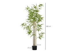 Planta de bambú artificial, hojas densas, plástico, verde (15x15x180cm)