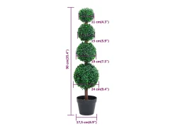 Planta de boj artificial forma de bola con maceta verde 90 cm ES405993