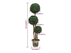 Planta de boj artificial forma de bola con maceta verde 119 cm ES588527