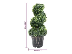 Planta de boj artificial en espiral con maceta verde de 59 cm