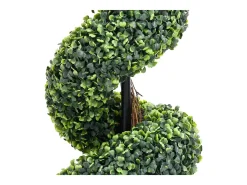 Planta de boj artificial en espiral con maceta verde de 117 cm