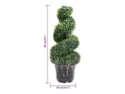 Planta de boj artificial en espiral con maceta verde de 89 cm