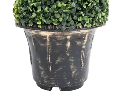Planta de boj artificial en espiral con maceta verde de 89 cm