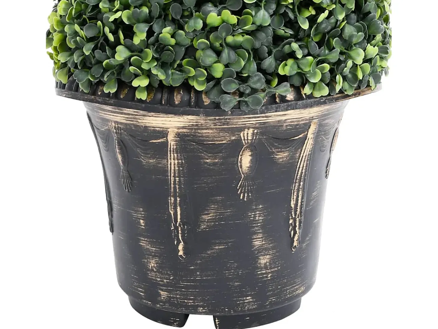 Planta de boj artificial en espiral con maceta verde de 89 cm
