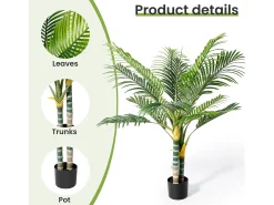 Planta verde artificial - palma en maceta H 120 cm - palma muy realista - 2 troncal y 15 sábanas - con maceta