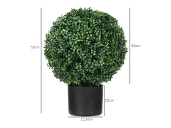 Plantas artificiales de boj en maceta, 2 piezas, resistentes a los rayos UV, color verde (40x40x52 cm)