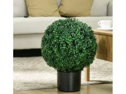 Plantas artificiales de boj en maceta, 2 piezas, resistentes a los rayos UV, color verde (40x40x52 cm)