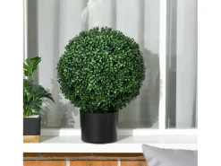 Plantas artificiales de boj en maceta, 2 piezas, resistentes a los rayos UV, color verde (40x40x52 cm)