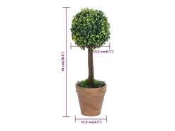 Plantas artificiales de boj (2 unidades, con macetas, bola verde, 41 cm)