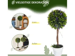 Plantas artificiales de lavanda, 2 piezas, con maceta y musgo artificial, 60 cm, verde (24 x 24 x 60 cm)