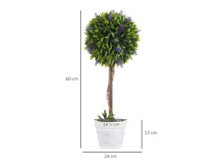 Plantas artificiales de lavanda, 2 piezas, con maceta y musgo artificial, 60 cm, verde (24 x 24 x 60 cm)