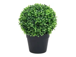 Plantas de boj artificial 2 uds forma bola maceta verde 27 cm ES510725