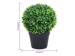 Plantas de Boj Artificiales 2 piezas con Maceta Bola Verde 27 cm