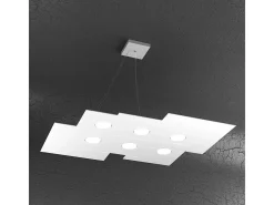 Plate Sospensione 6 Luci Bianco