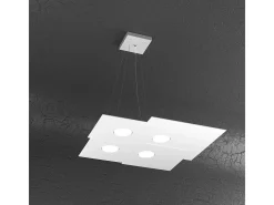Plate Sospensione 4 Luci Quadra Bianco