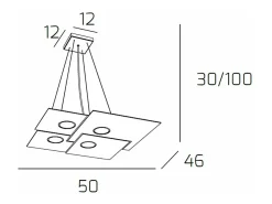 Plate Sospensione 4 Luci Quadra Grigio