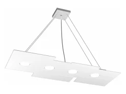Plate Sospensione 4 Luci Rettangolare Bianco