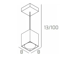 Plate Sospensione Tubo H.10 1 Luce Grigio Antracite