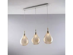Pluvia Riel de hierro con cristal pyrex ámbar 3 luces L.75 X 10 BL264-BIN3-AM