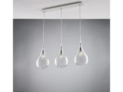 Pluvia Riel de hierro con cristal pyrex transparente 3 luces L.75 X 10 BL264-BIN3-TR
