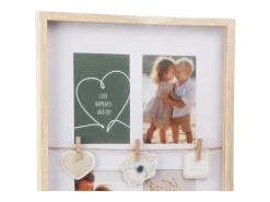Portafotos con clips para decoración natural/blanco 43,5x31,3x2,7 cm