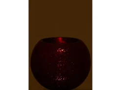 Portavelas bola agrietada cristal brillante rojo Alt. 16 cm