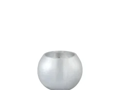 Portavelas bola de vidrio plateado 15x15x11.5 cm