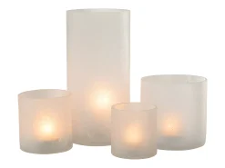 Portavelas cilindro agrietado cristal blanco helado extra Alt. 29