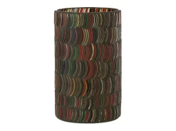 Portavelas curvo de vidrio multicolor 12.5x12.5x23 cm