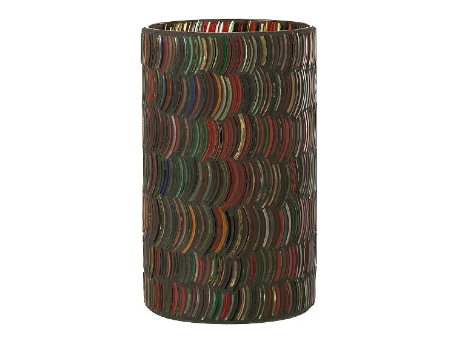 Portavelas curvo de vidrio multicolor 12.5x12.5x23 cm