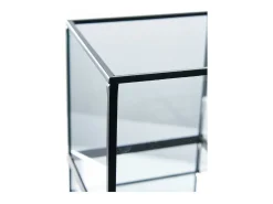 Portavelas de metal negro y cristal 12 x 15 cm