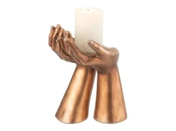 Portavelas de poliresina cobre 19*17.5*25 cm