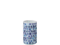 Portavelas de vidrio azul 9.3x9.3x9.3 cm