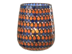 Portavelas de vidrio azul en forma de gota 17x17x21 cm