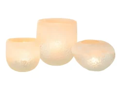 Portavelas de vidrio beige 10.5x10.5x9.5 cm
